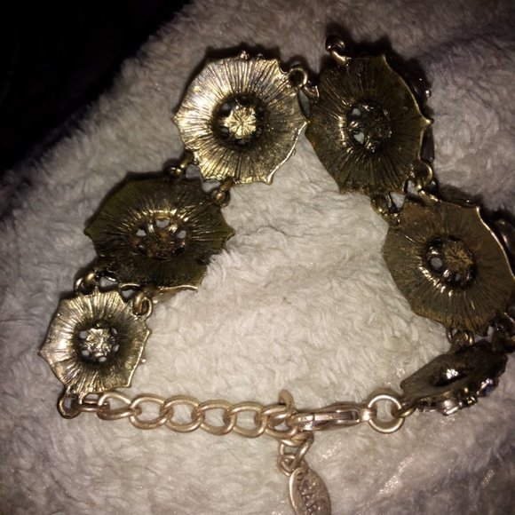 Zara bronze flower vintage crystal bracelet - Picture 2 of 2